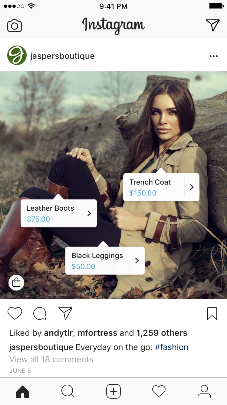 voorbeeld instagram shoppable post